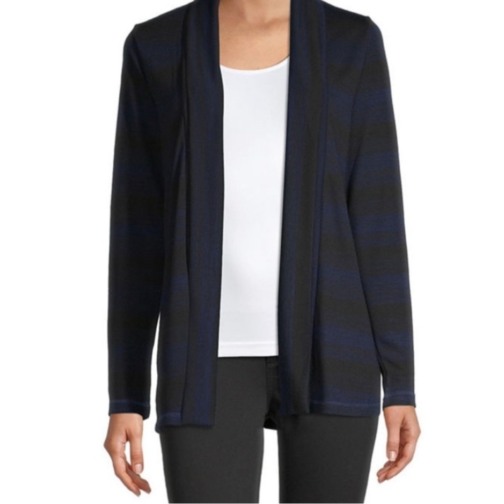 Liz Claiborne Black and Blue Cardigan Sweater - Picture 1 of 5